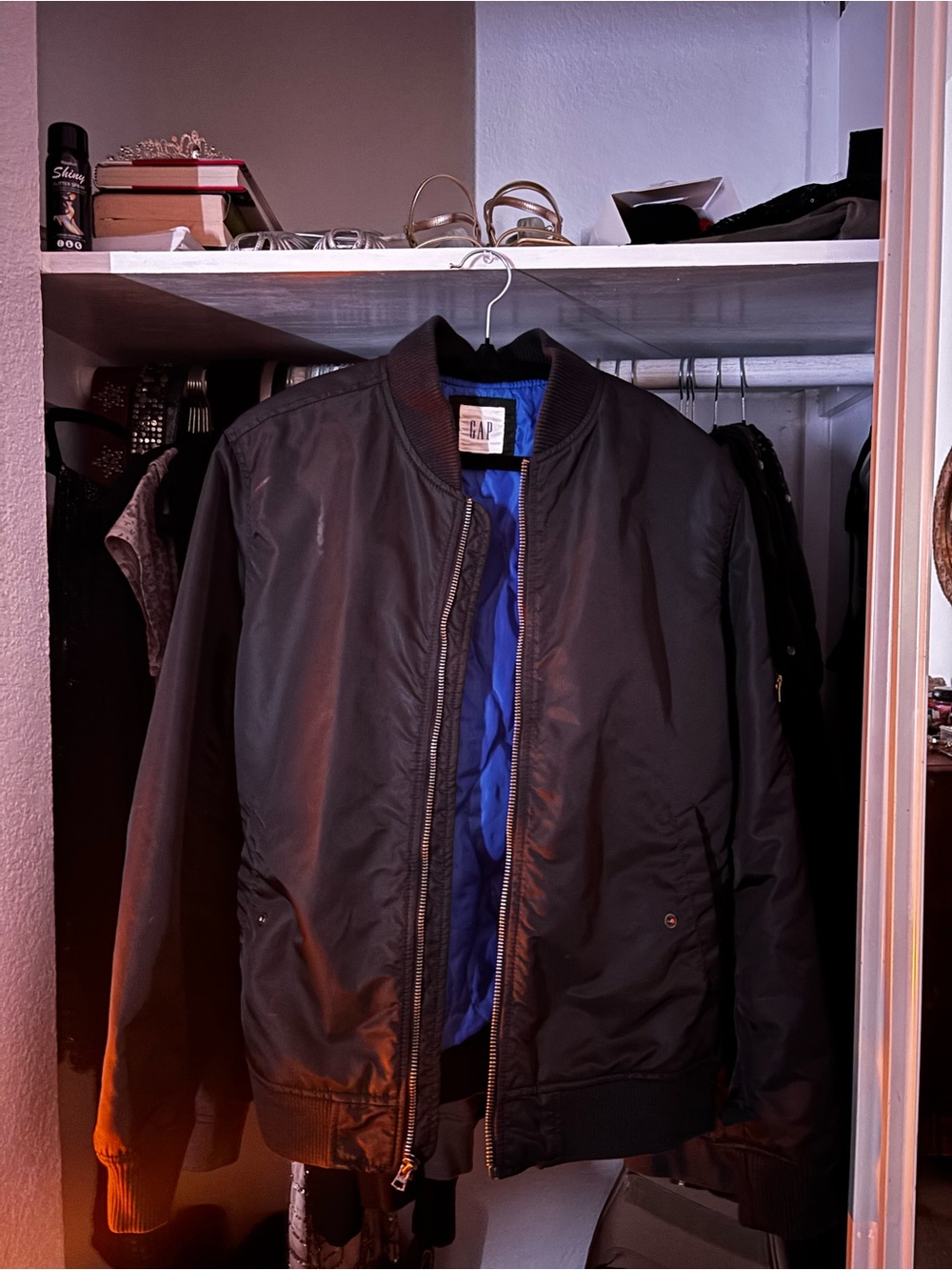GAP Black Bomber Jacket with Blue Lining